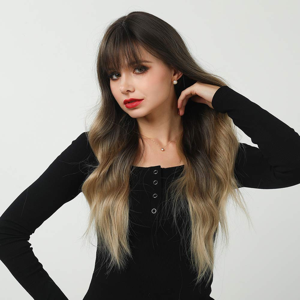 Ash Blonde Ombre Long Wavy Wig