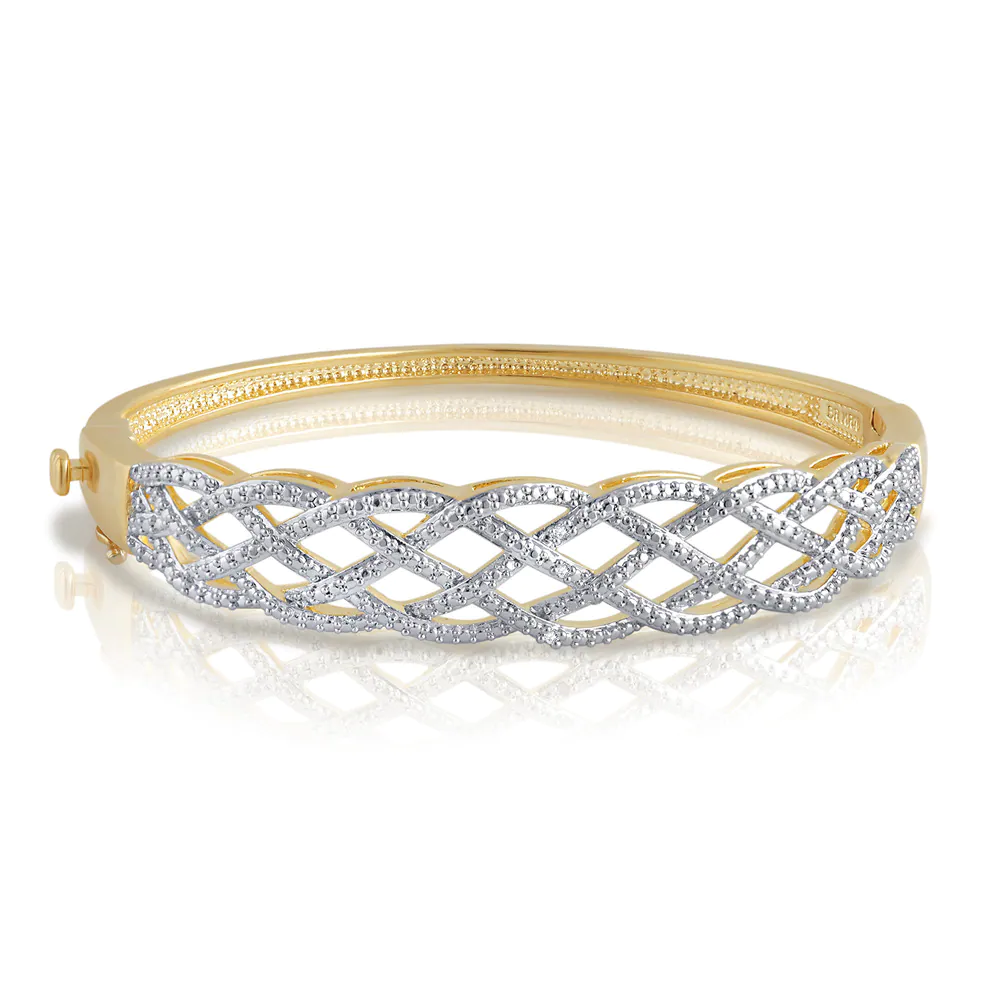 Divina Goldtone Diamond Accent Fashion Bangle. Goldtone Diamond Accent Fashion Bangle