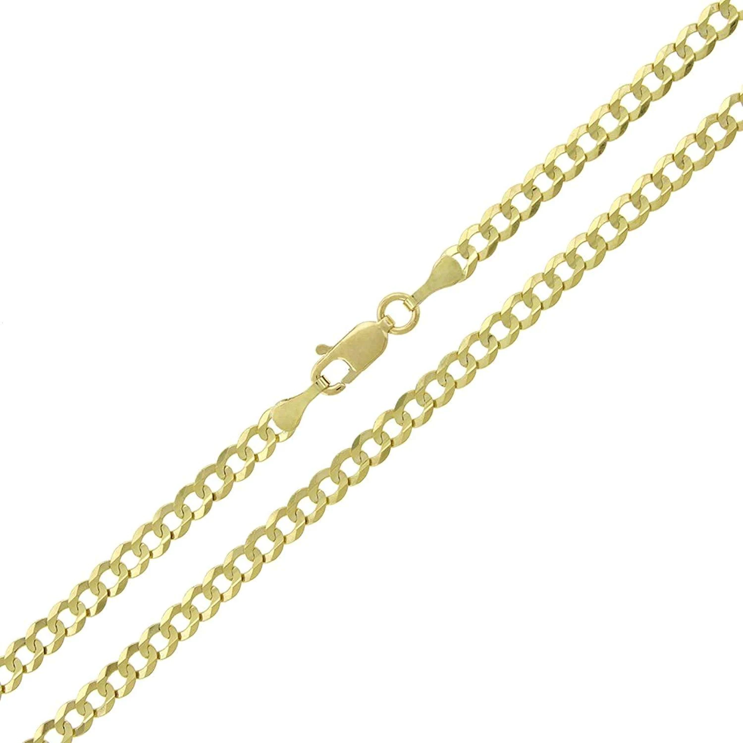 14K Yellow Gold 3.5MM Solid Cuban Curb Link Necklace Chains