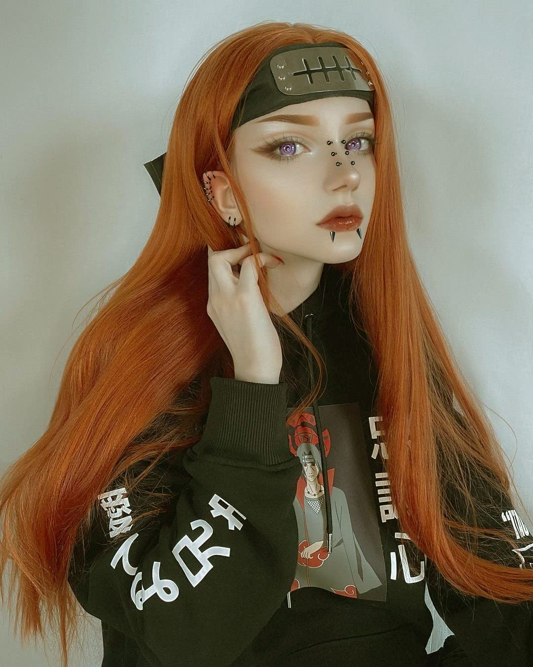 22inch Orange Long Straight Lace Front Wig For Women DragQueen