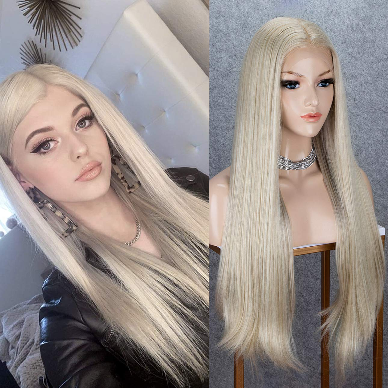 Long Straight Blonde Lace Front Wigs