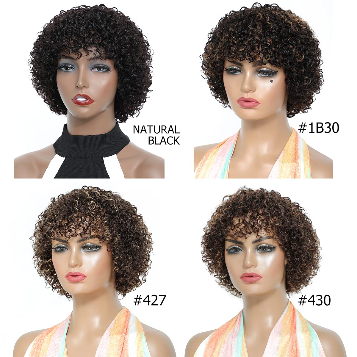 Short Bob Curly Human Hair Wigs |150% Density |Older Women