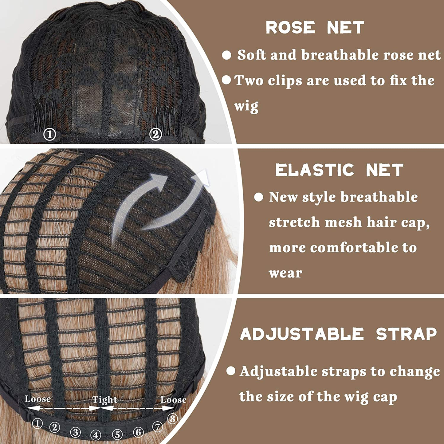 Long Ombre Brown Blonde Full Wavy Wig With Bang
