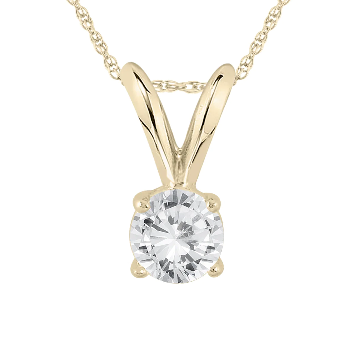14K Yellow Gold Diamond Solitaire Pendant Necklace