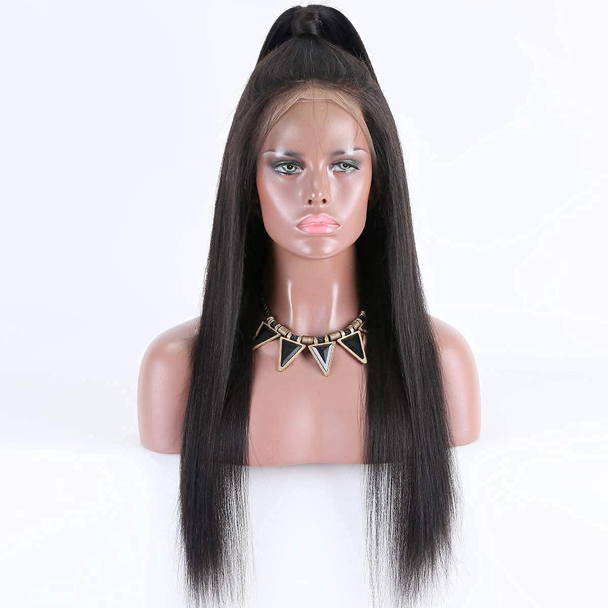 360° Free Parting Yaki Straight Brazilian Human Hair Wigs|Pre Plucked Hairline with Baby Hair