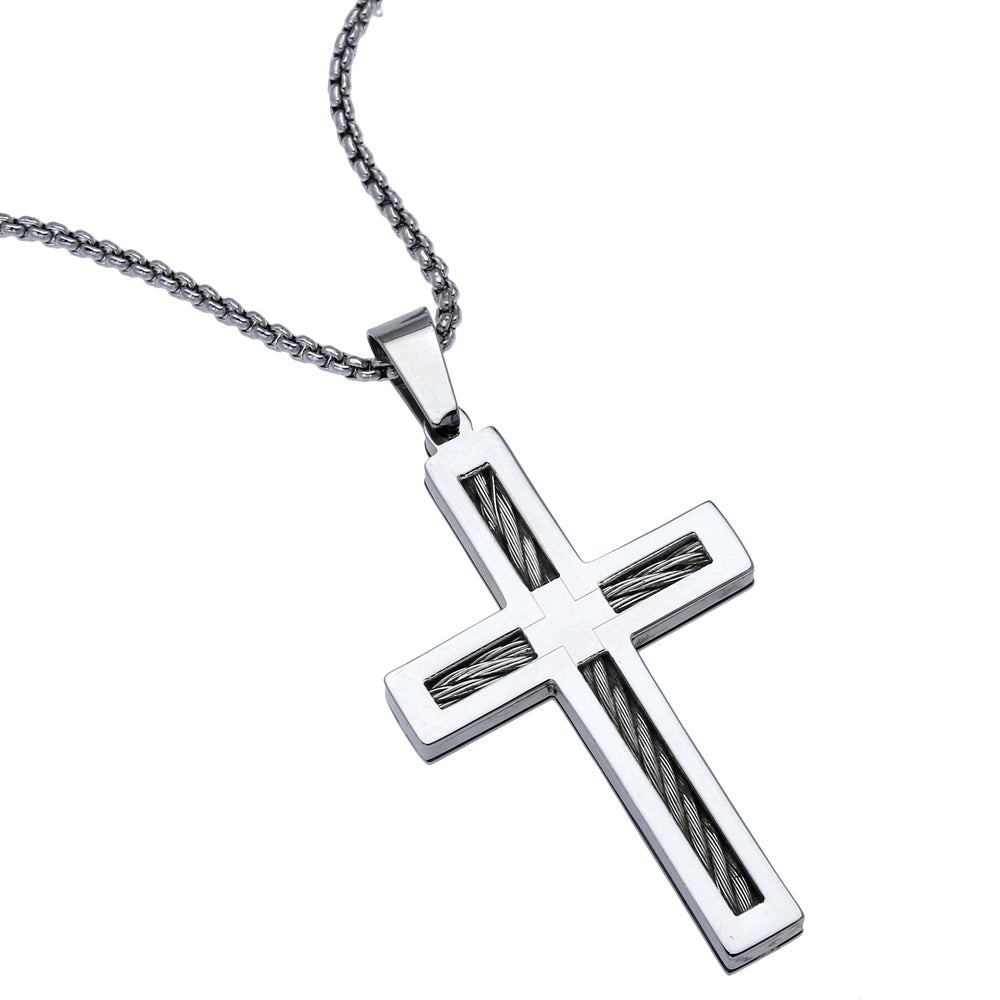 Stainless Steel Mens Cross Pendant