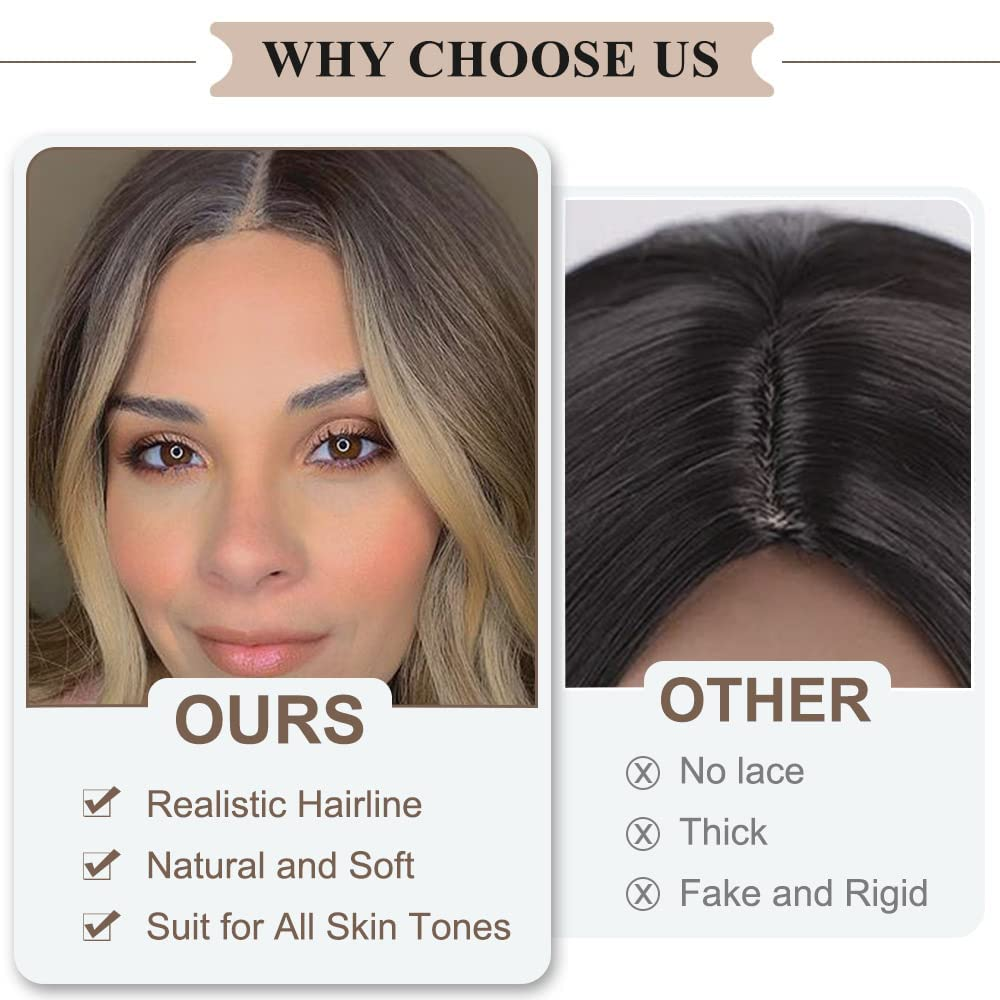 Dark Brown Long Wavy Middle Brown Wigs for Women