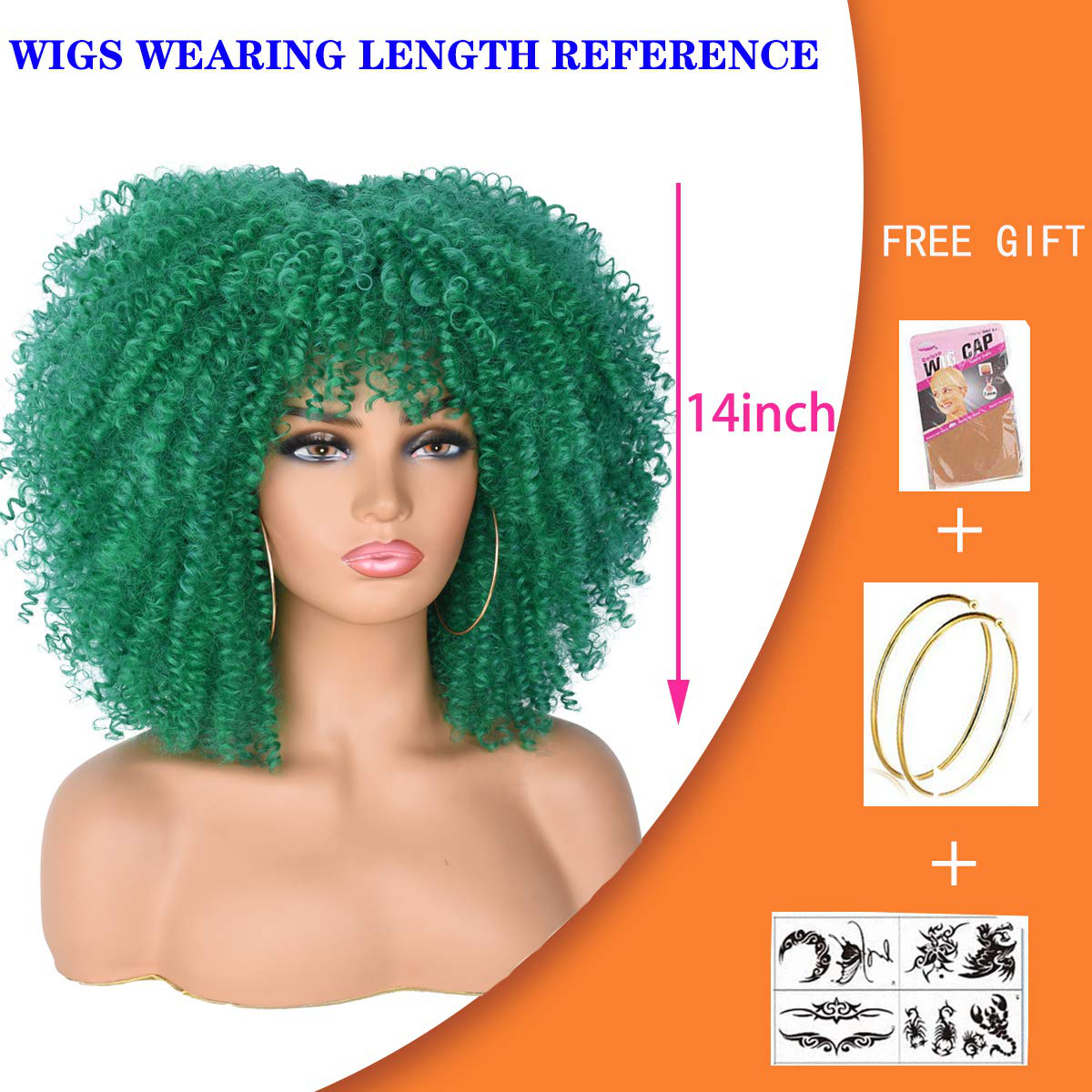 Short Curly Afro Wig with Bang Full Wig