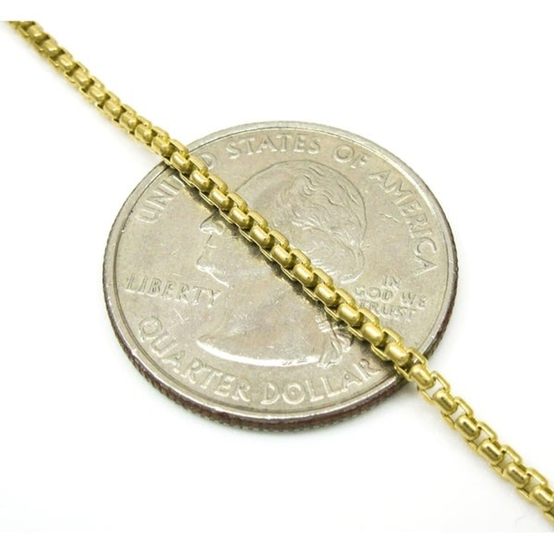 14K Yellow Gold 1.7MM round Box Link Chain