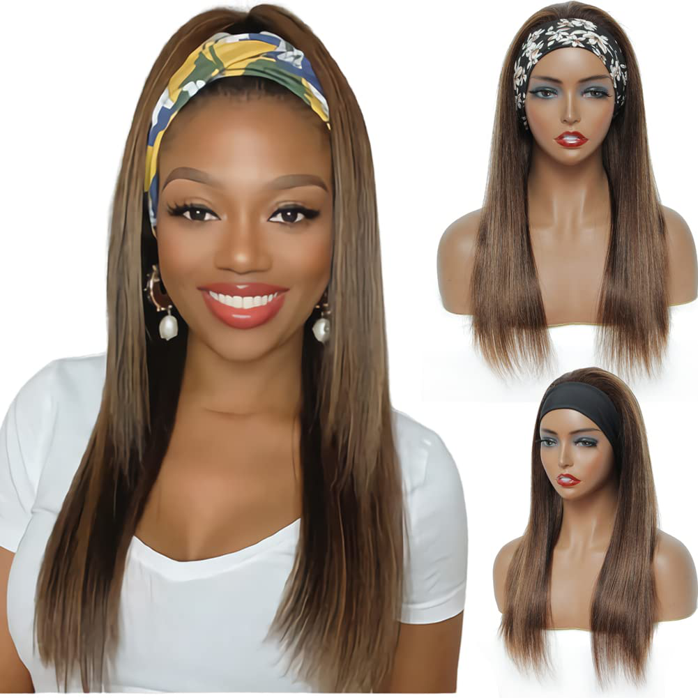 Straight Human Hair Wig| Ombre Highlight P4/27 Headband Wig