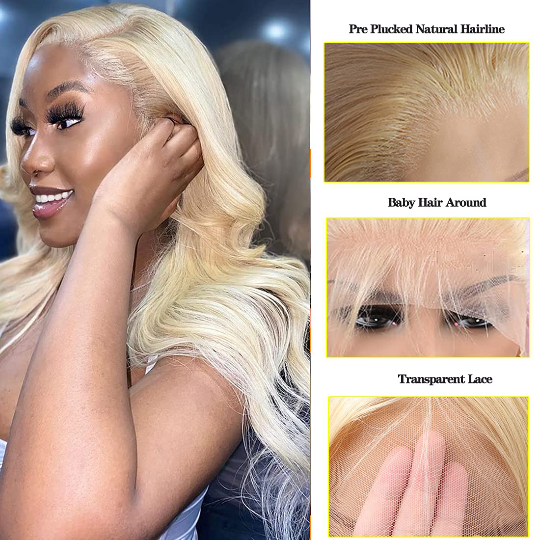 SheerBeaute 613 Body Wave Transparent Lace Front Human Hair Wig|4x4 Lace Closure
