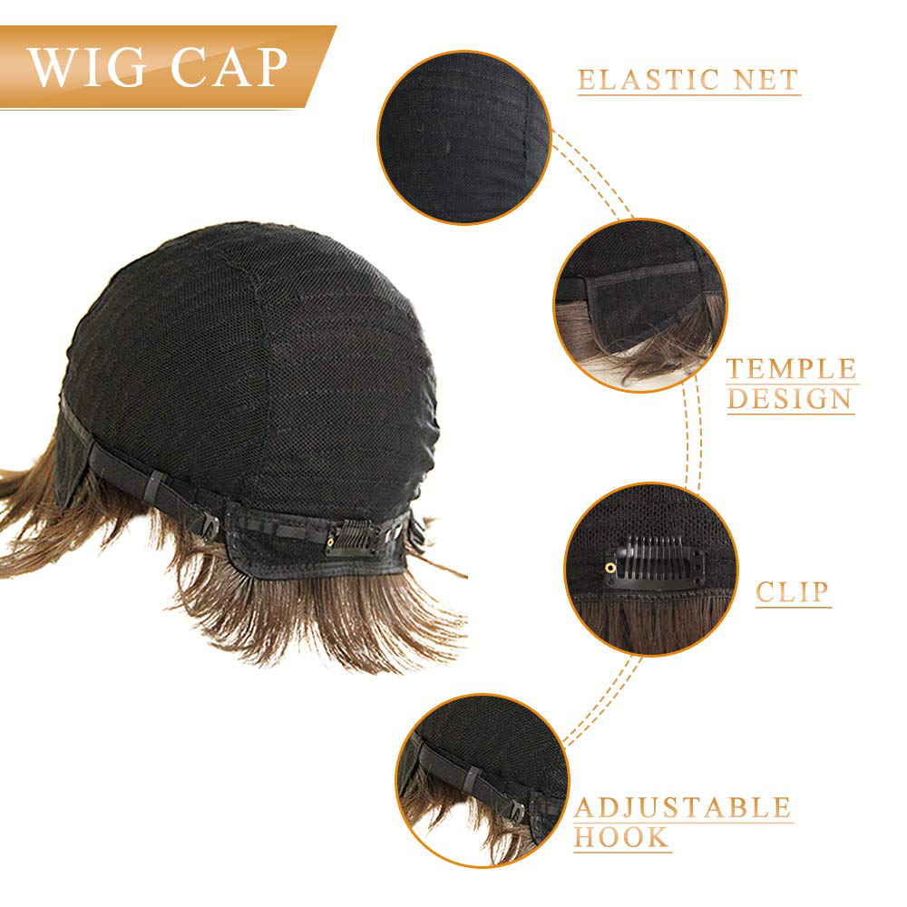 Short Human Hair Dark Brown Wig