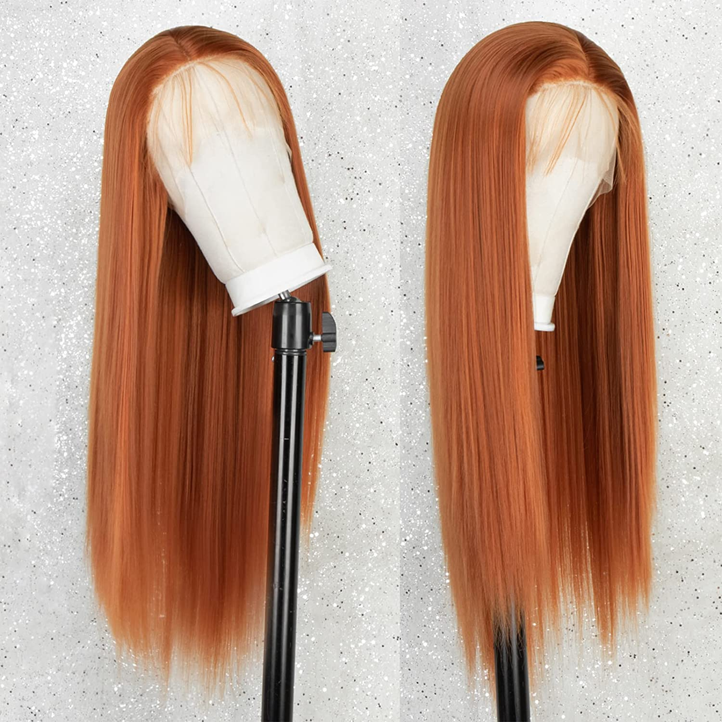 22inch Orange Long Straight Lace Front Wig For Women DragQueen