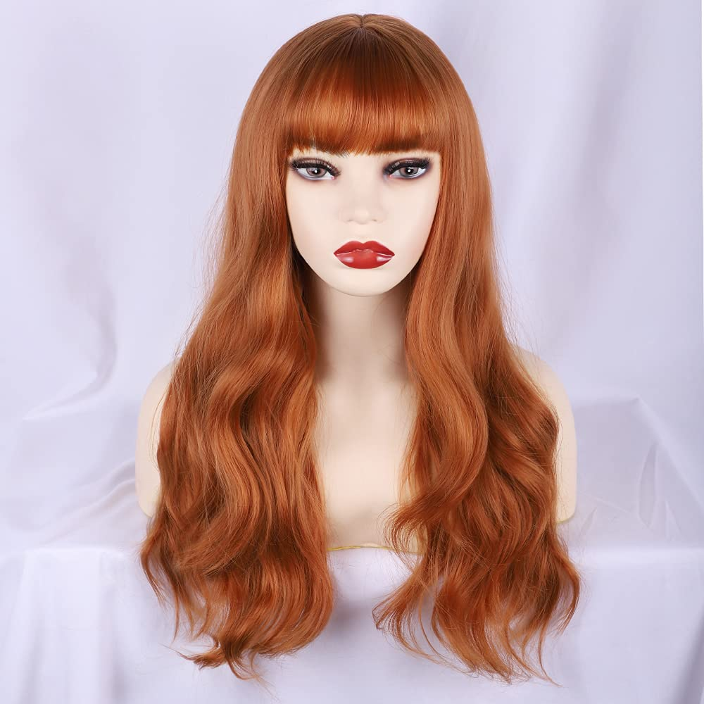 Long Wavy Full Non Lace Wigs for Auburn Color Women|DragQueen Wigs