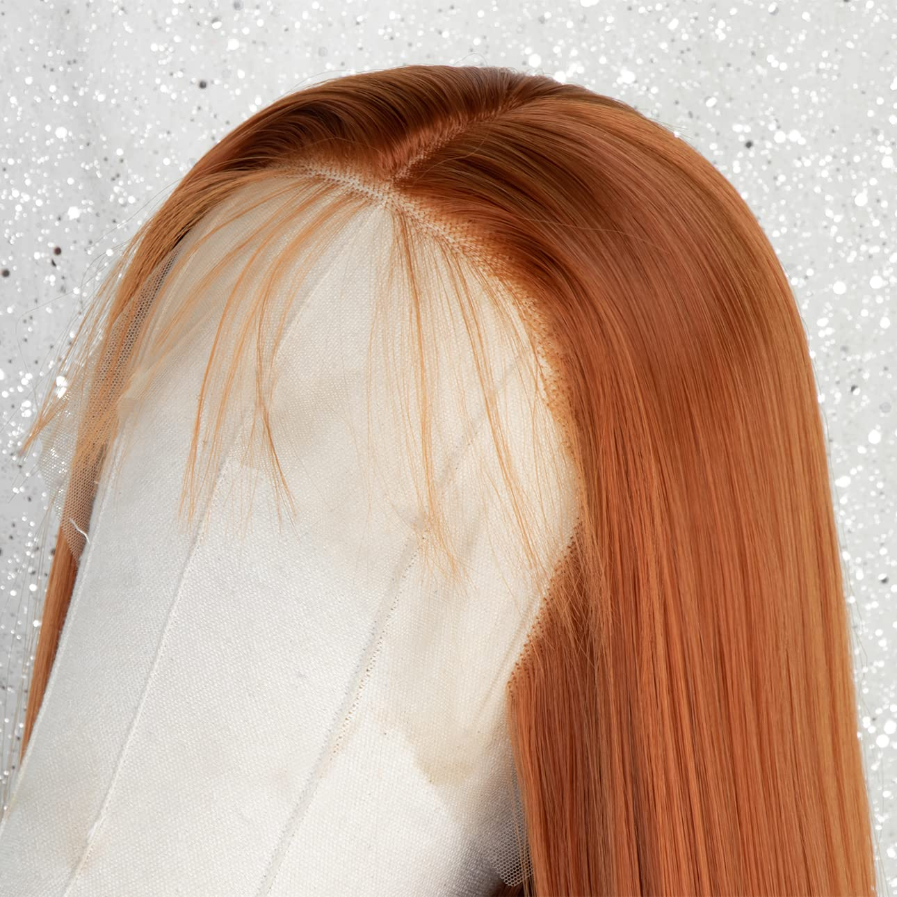 22inch Orange Long Straight Lace Front Wig For Women DragQueen
