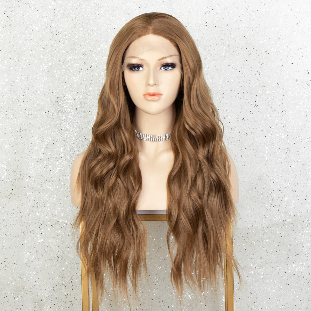 Golden Brown 22 inches Wavy Long Lace Front Wig