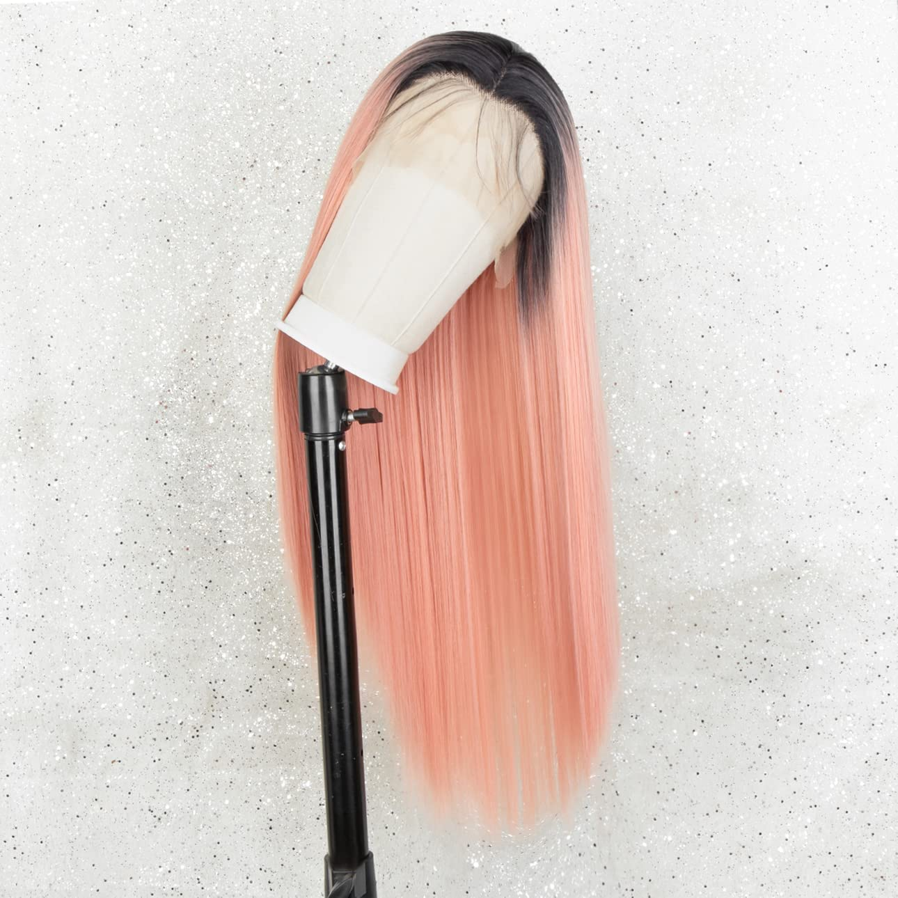 Ombre Pink Long Straight Lace Front Wig
