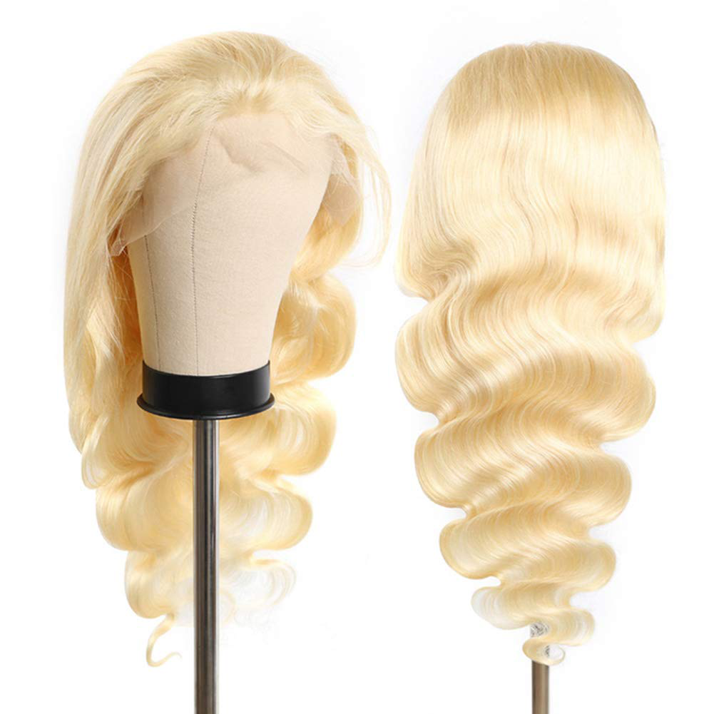 24 Inch Body Wave Blonde HD Transparent Human Hair Lace Front Wigs