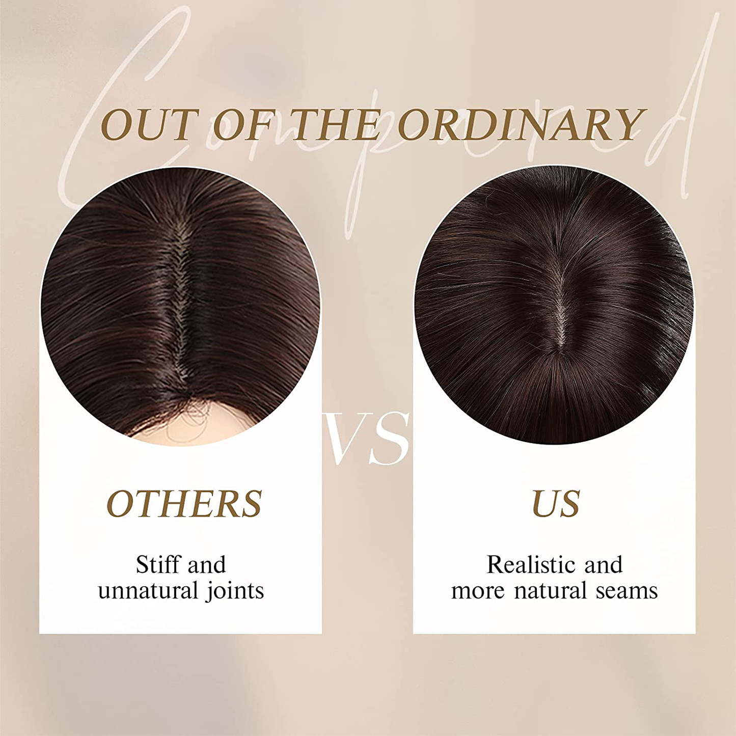 Long Straight Brown Highlight Wig with Bangs