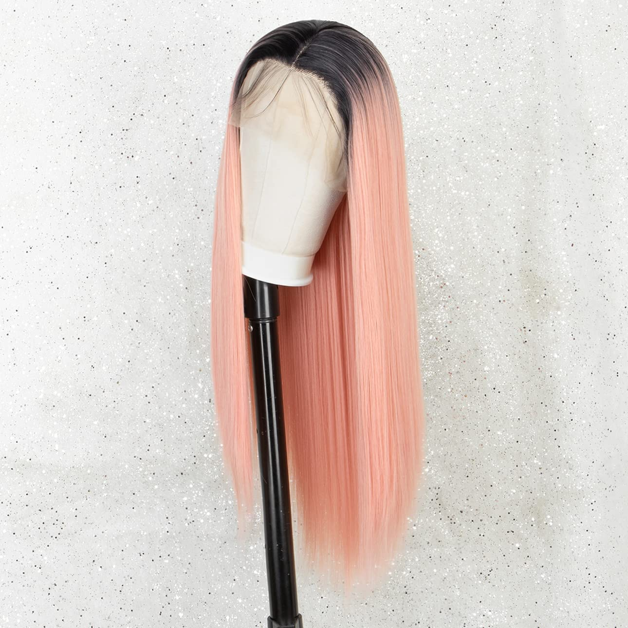 Ombre Pink Long Straight Lace Front Wig