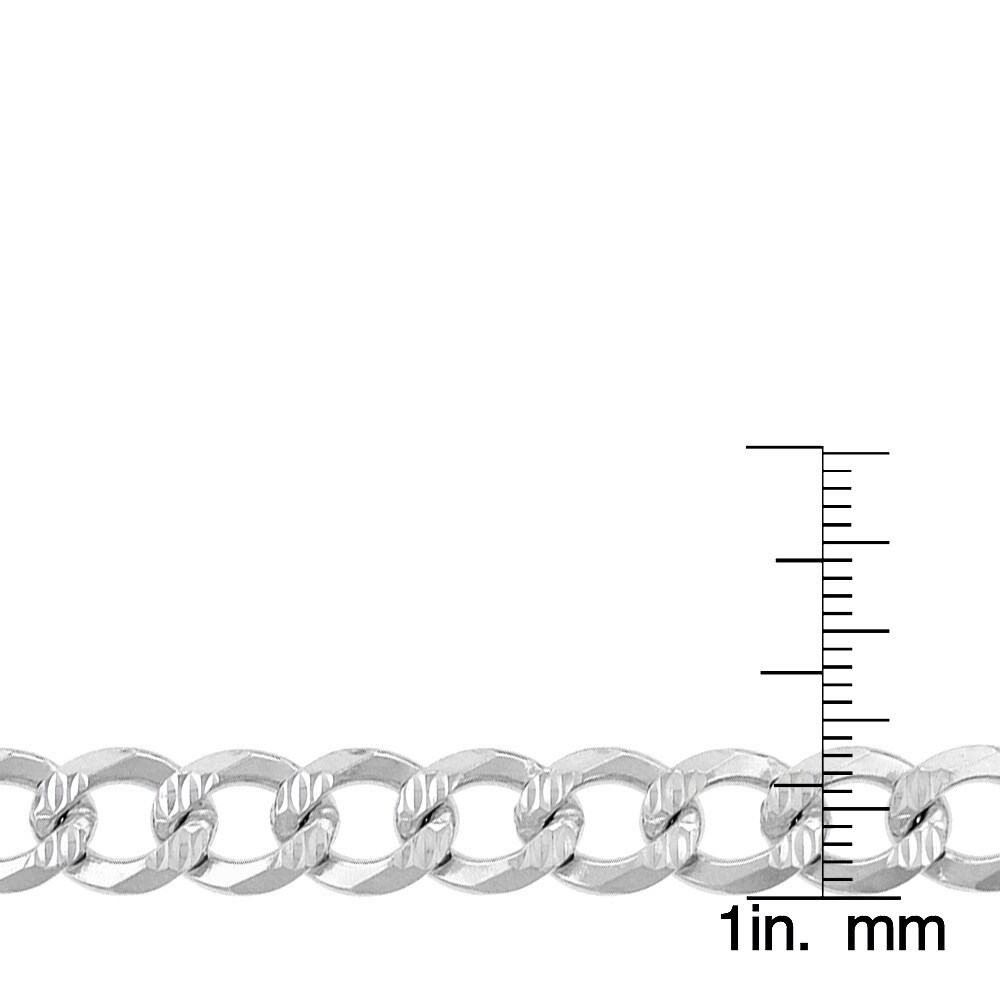 .925 Solid Sterling Silver 8.5MM Cuban Curb Link Diamond-Cut Necklace
