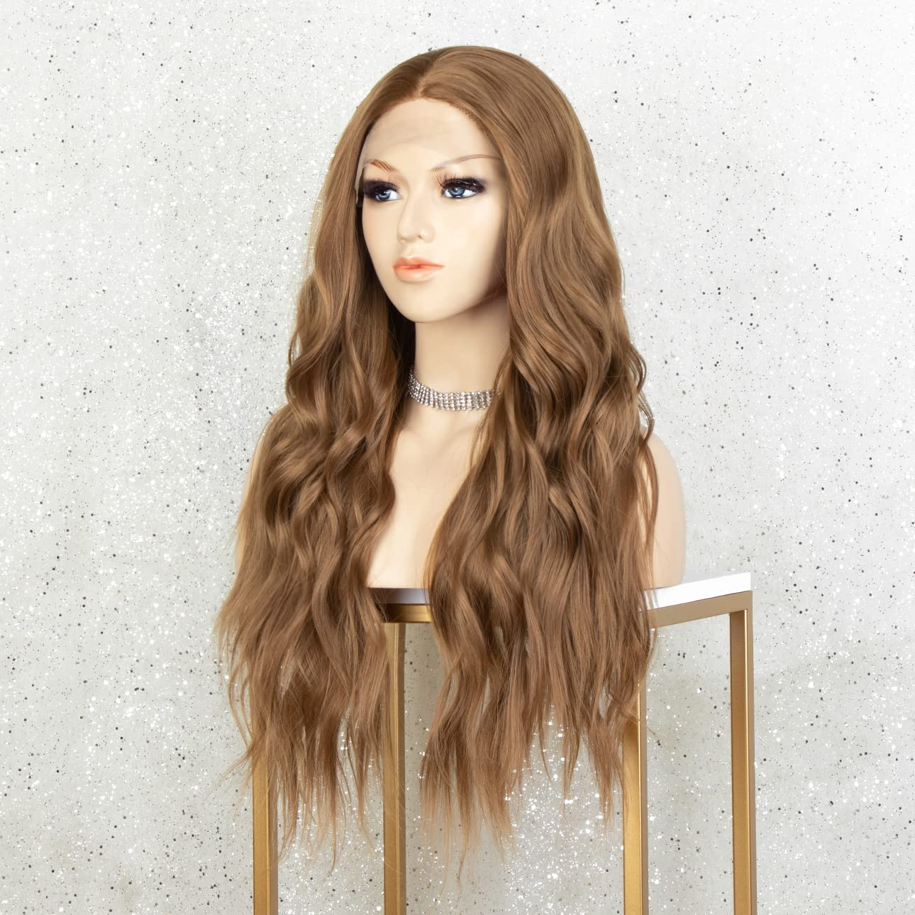 Golden Brown 22 inches Wavy Long Lace Front Wig
