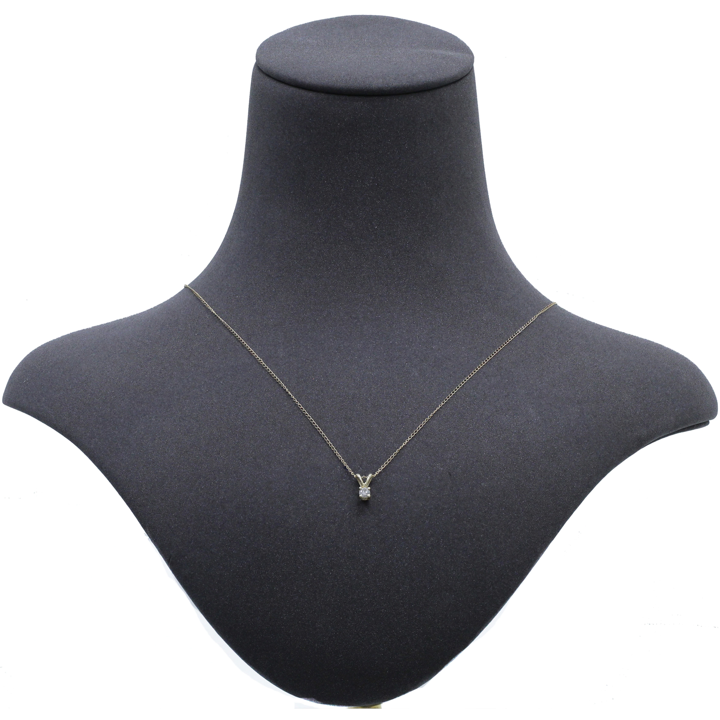 14K Yellow Gold Diamond Solitaire Pendant Necklace