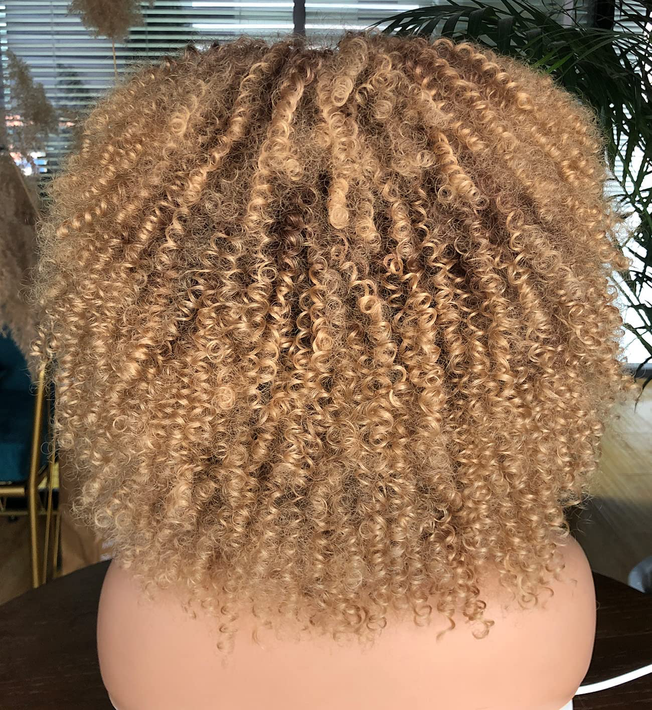 Short Kinky Curly Wig With Bangs Full Wig