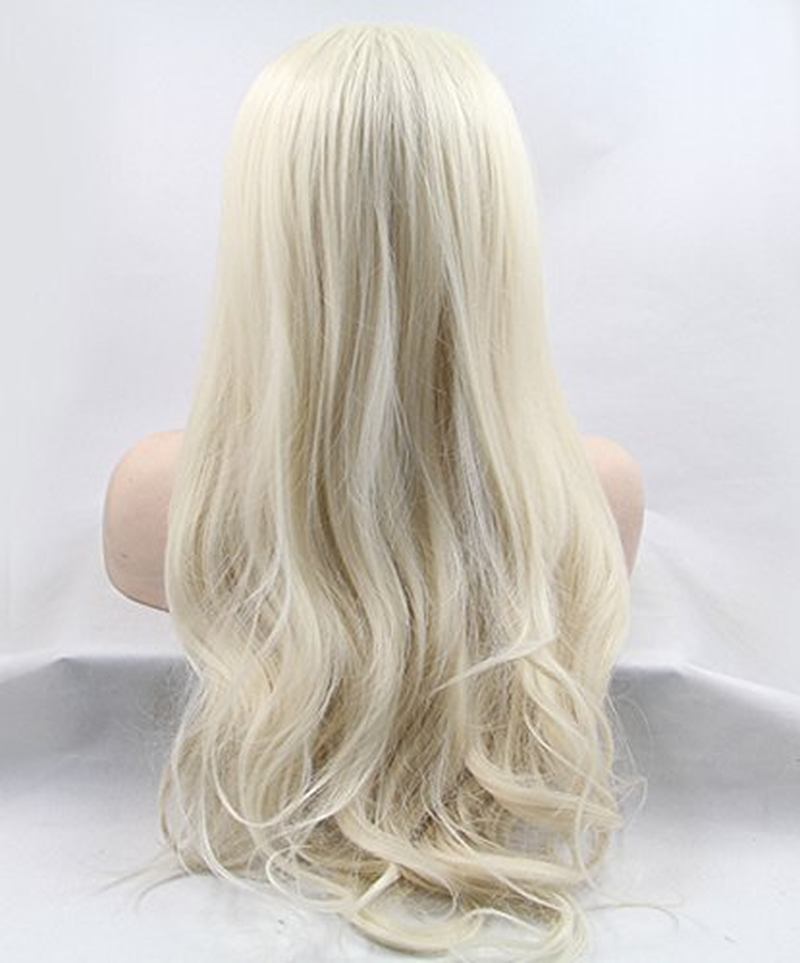 Long Natural Straight Platinum Blonde Lace Front Wigs