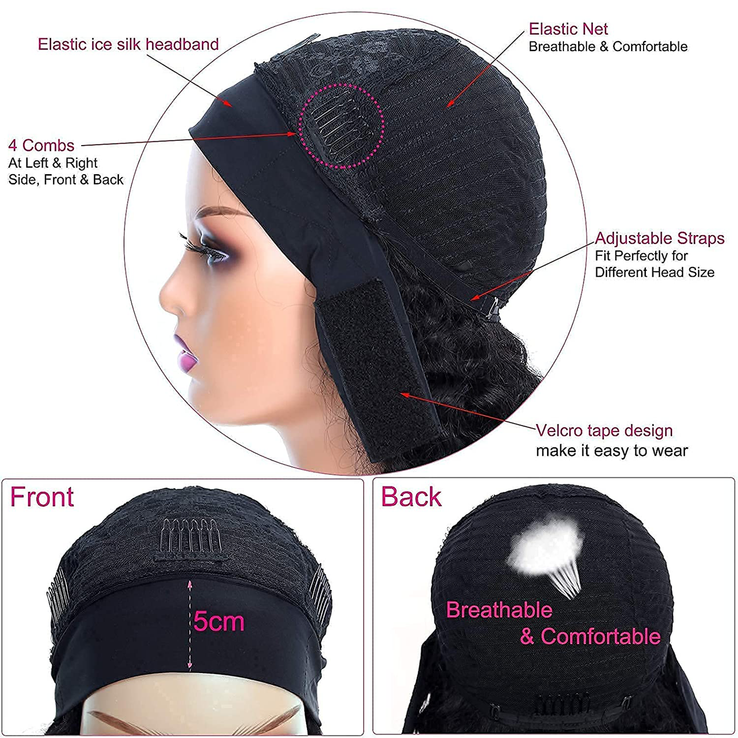 Short Bob Curly Pixie Cut Human Hair Headband Wig| Natural Black|6 Inch