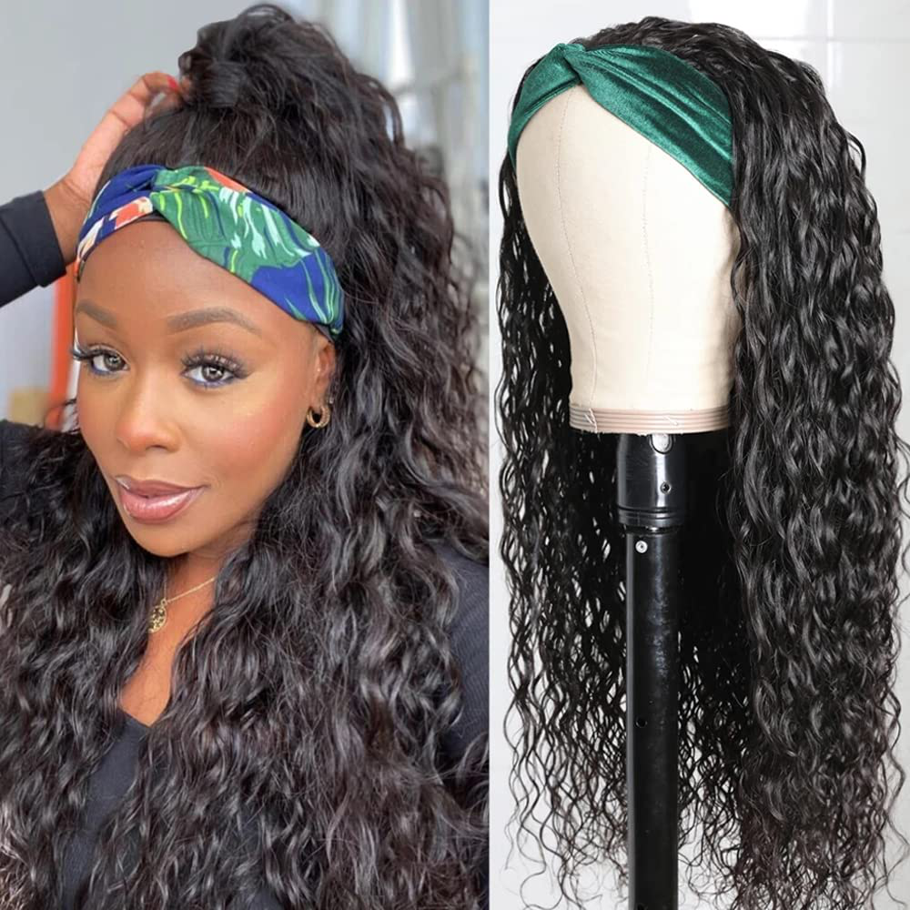 30inch Long Straight Human Hair Headband Wigs