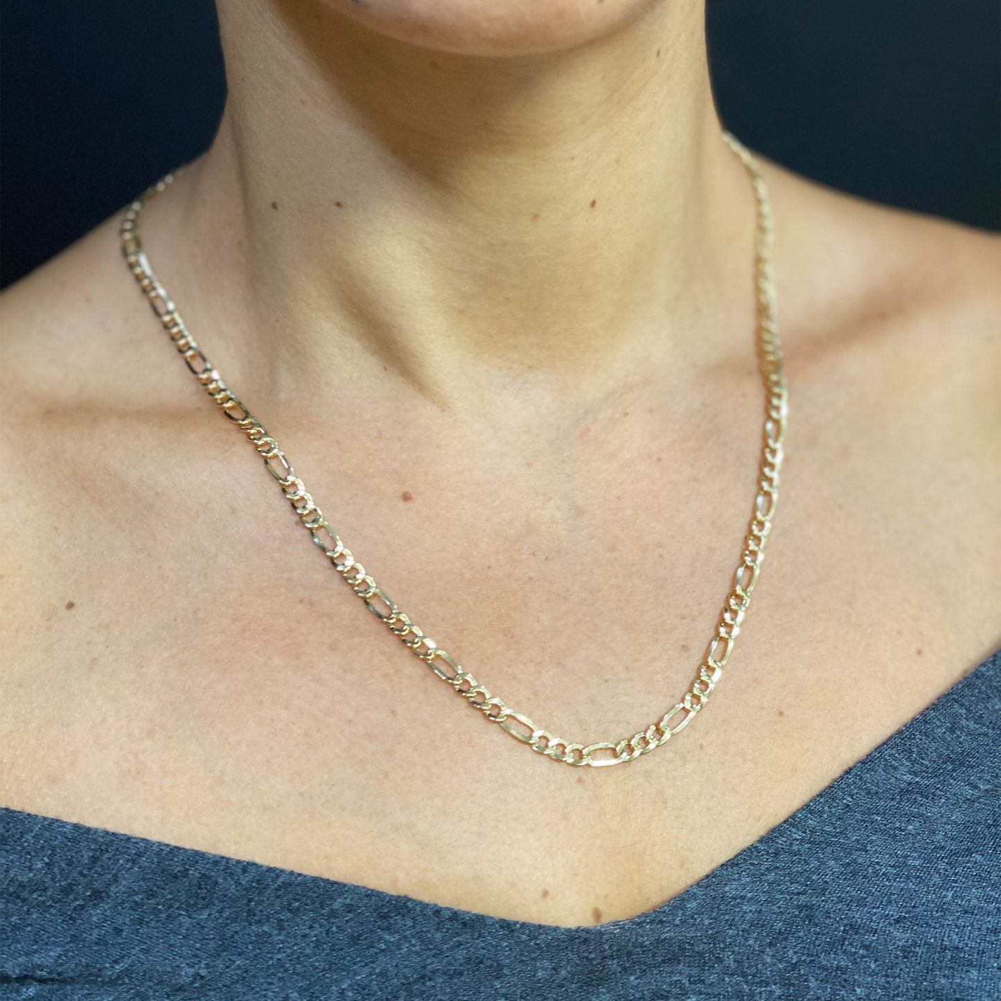 14K Yellow Gold-Filled Figaro Link Chain Necklace (18-36 Inches)