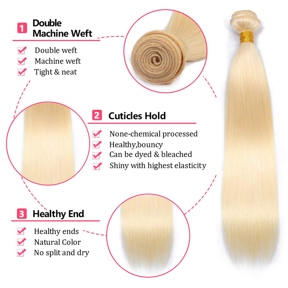 613 Color Straight Blonde Human Hair Bundles |Hair Weave