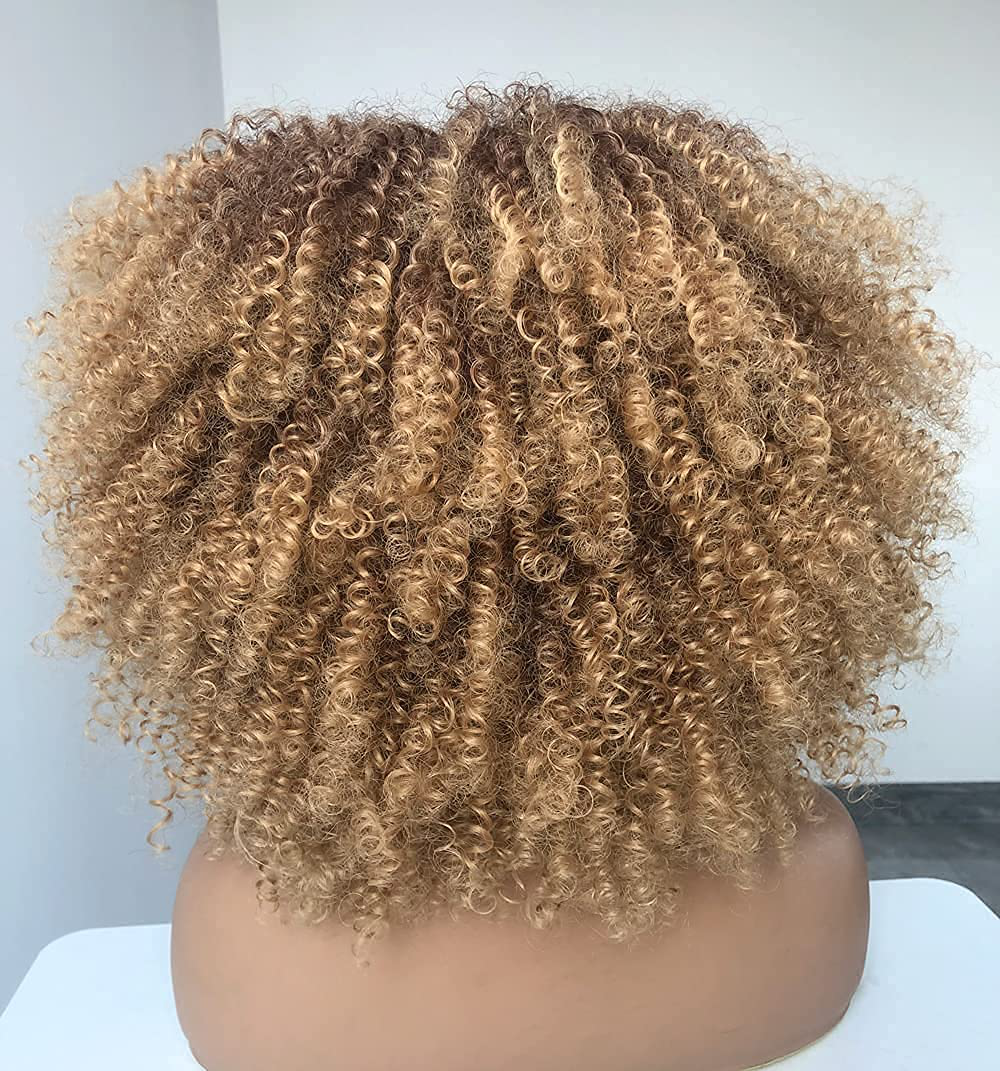 Short Kinky Curly Wig with Bangs for Black Women Curly Wig