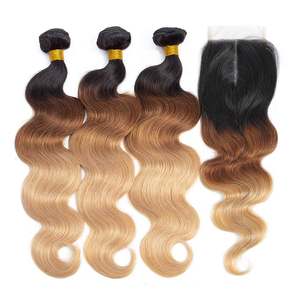 Body Wave Human Hair Weave |3 Bundles Blonde-Ombre Hair Extensions