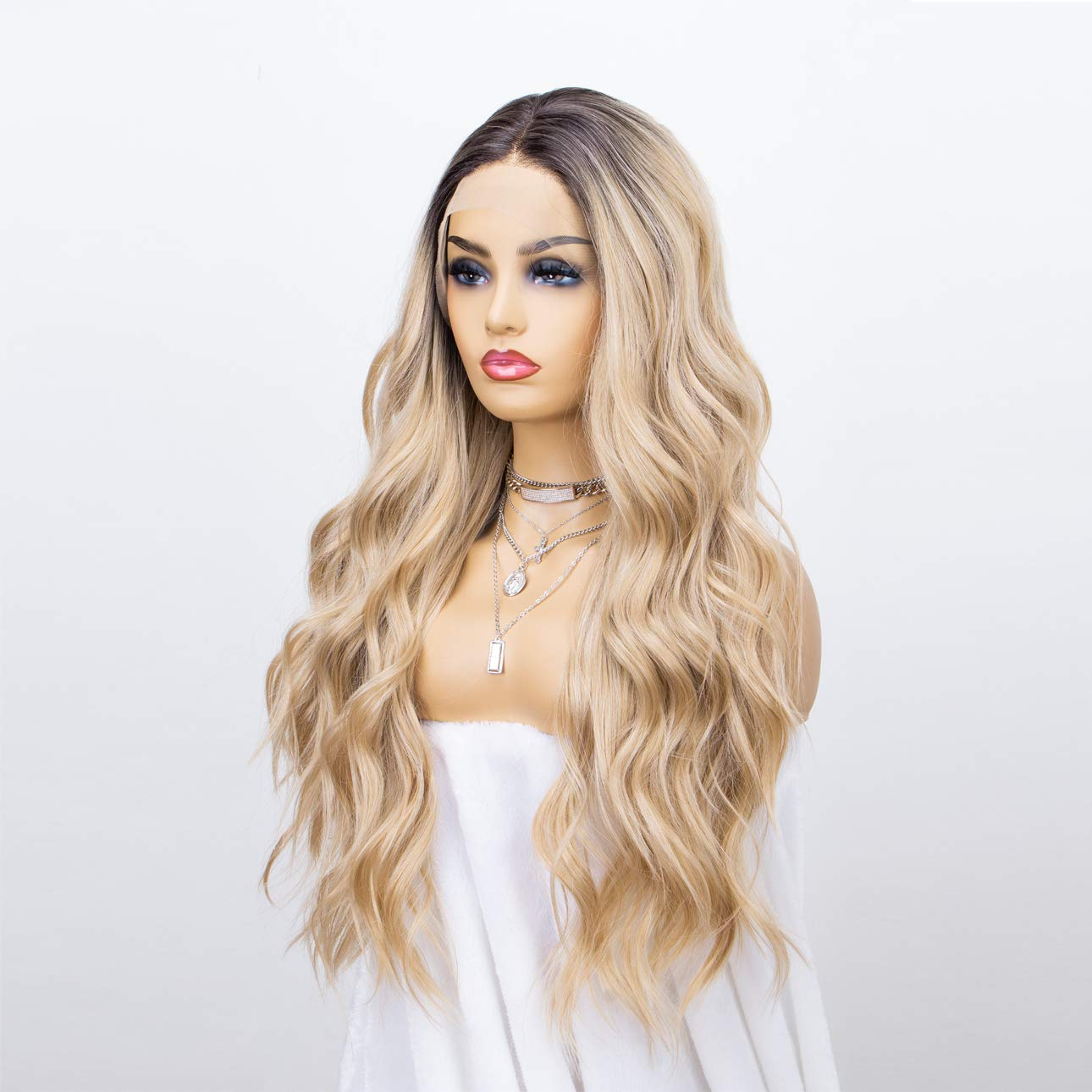 Ombre Blonde Long Wavy Lace Front Wig