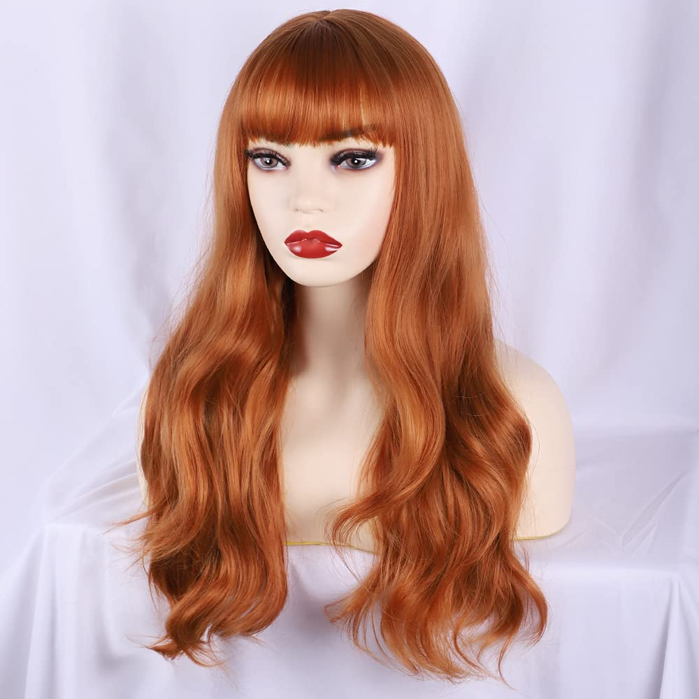 Long Wavy Full Non Lace Wigs for Auburn Color Women|DragQueen Wigs