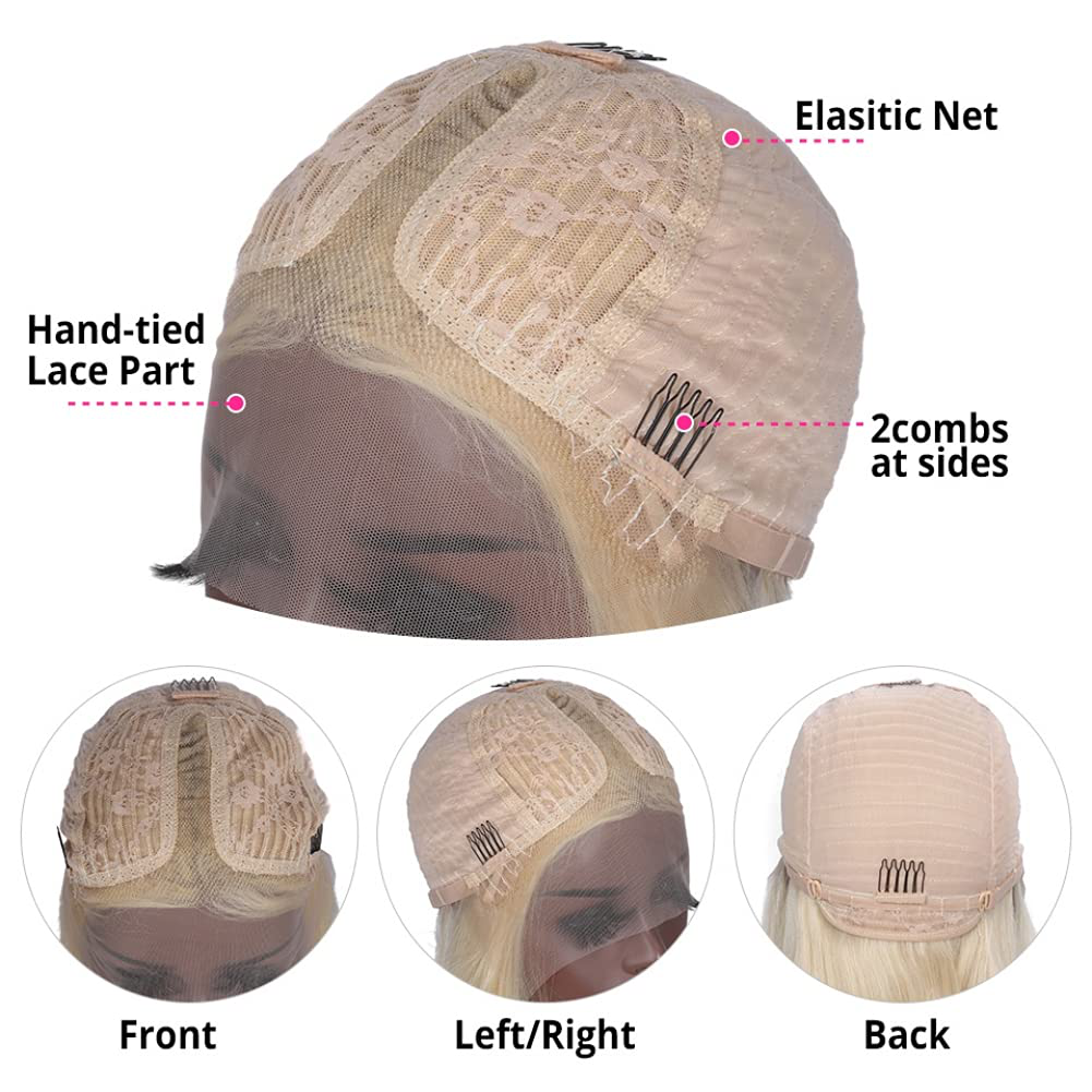 613 Blonde Straight Short Bob Human Hair Wig |T-Part Wig