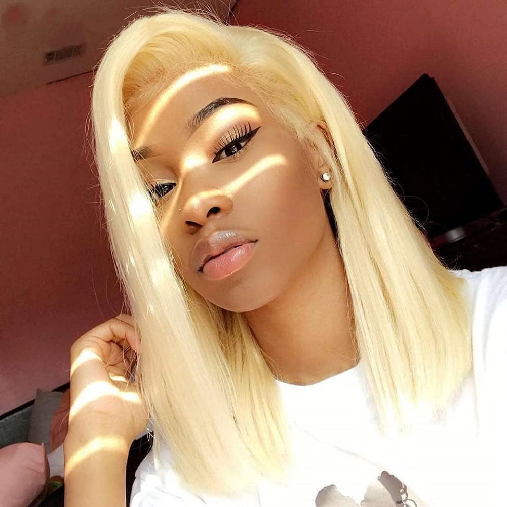 613 Blonde Straight Short Bob Human Hair Wig |T-Part Wig