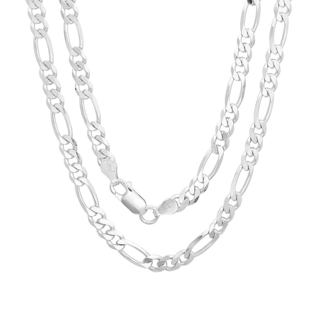 Sterling Silver Italian 5 Mm Diamond-Cut Figaro Chain (18-30 Inch)