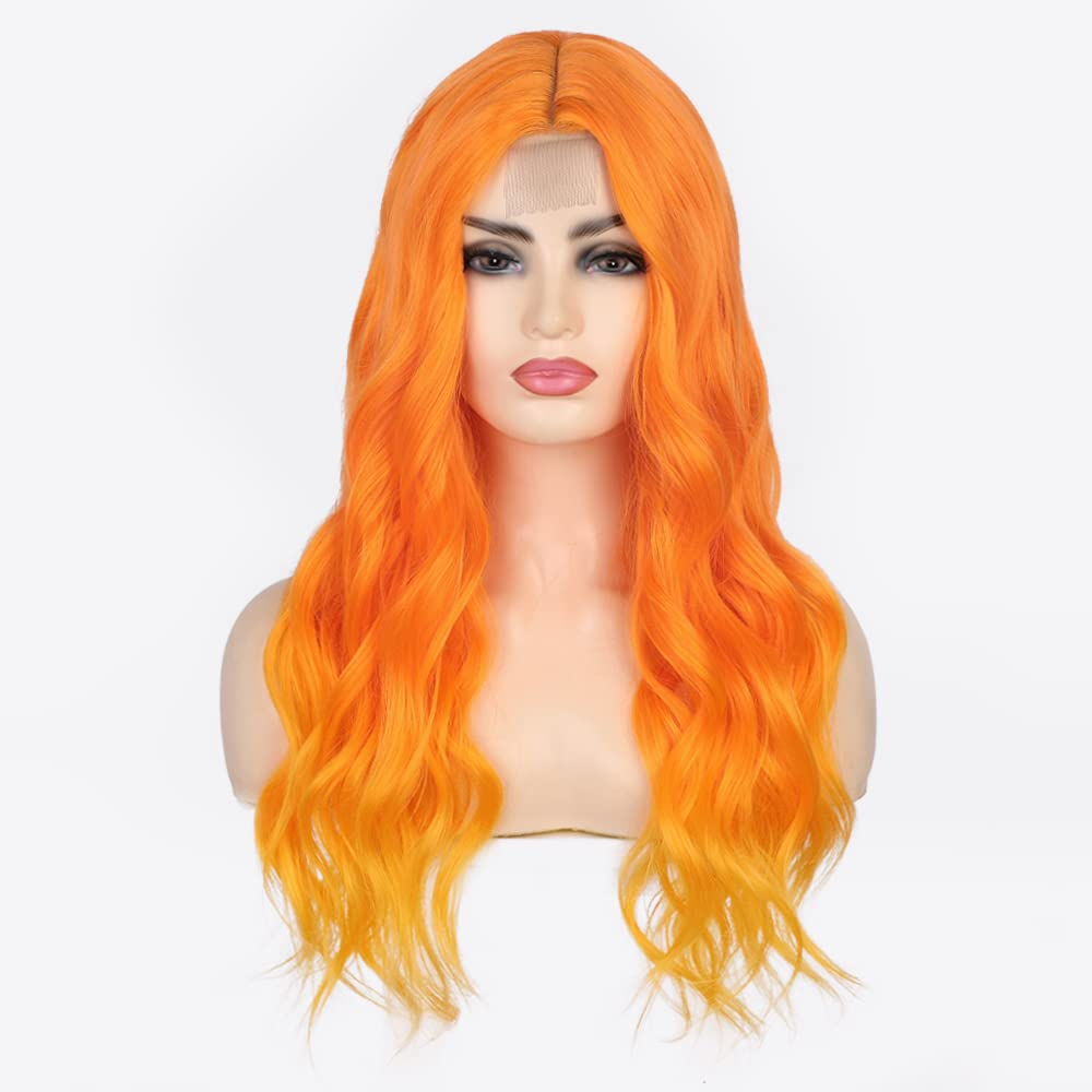 Long Wavy Ombre Orange Full Wig