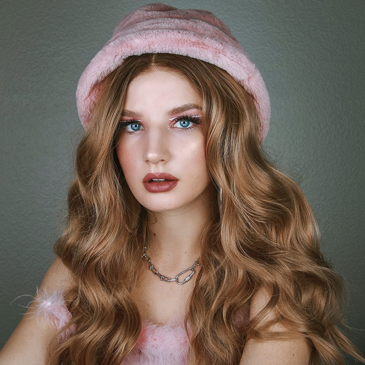 Golden Brown 22 inches Wavy Long Lace Front Wig