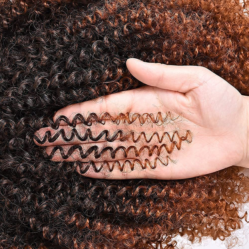 Ombre Brown 14 Inch Short Bob Kinky Curly Full Wig