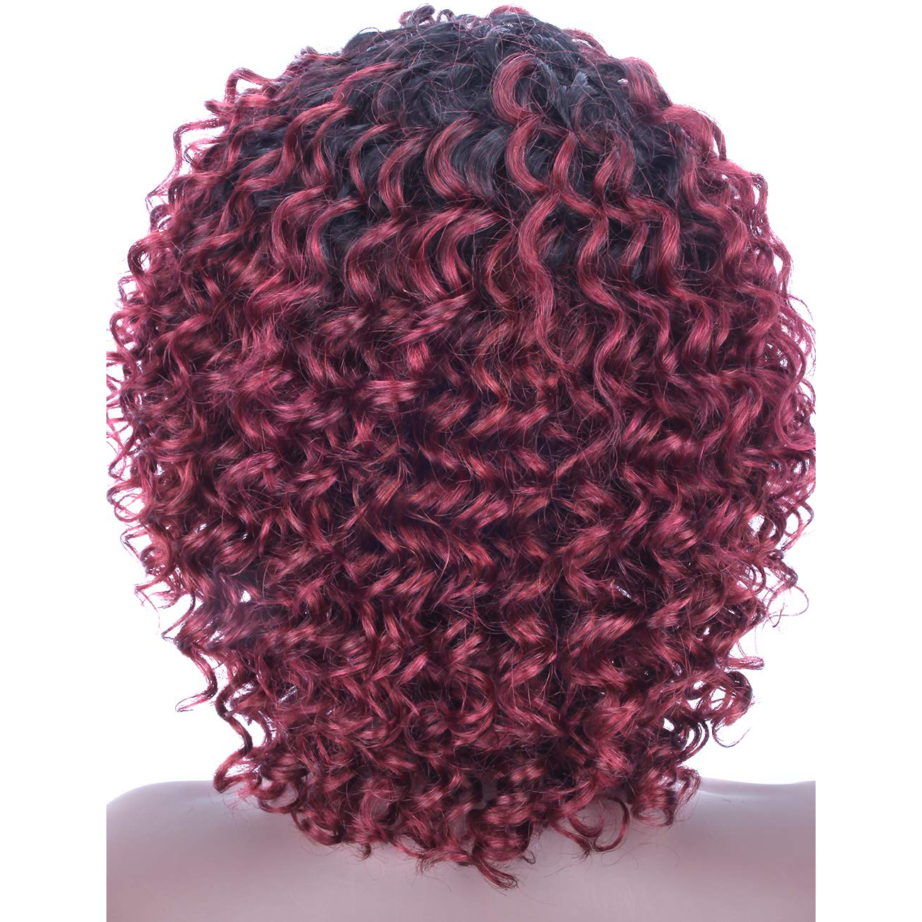 12 Inch Short Bob Wine Red Curly Human Hair Wig With Bangs