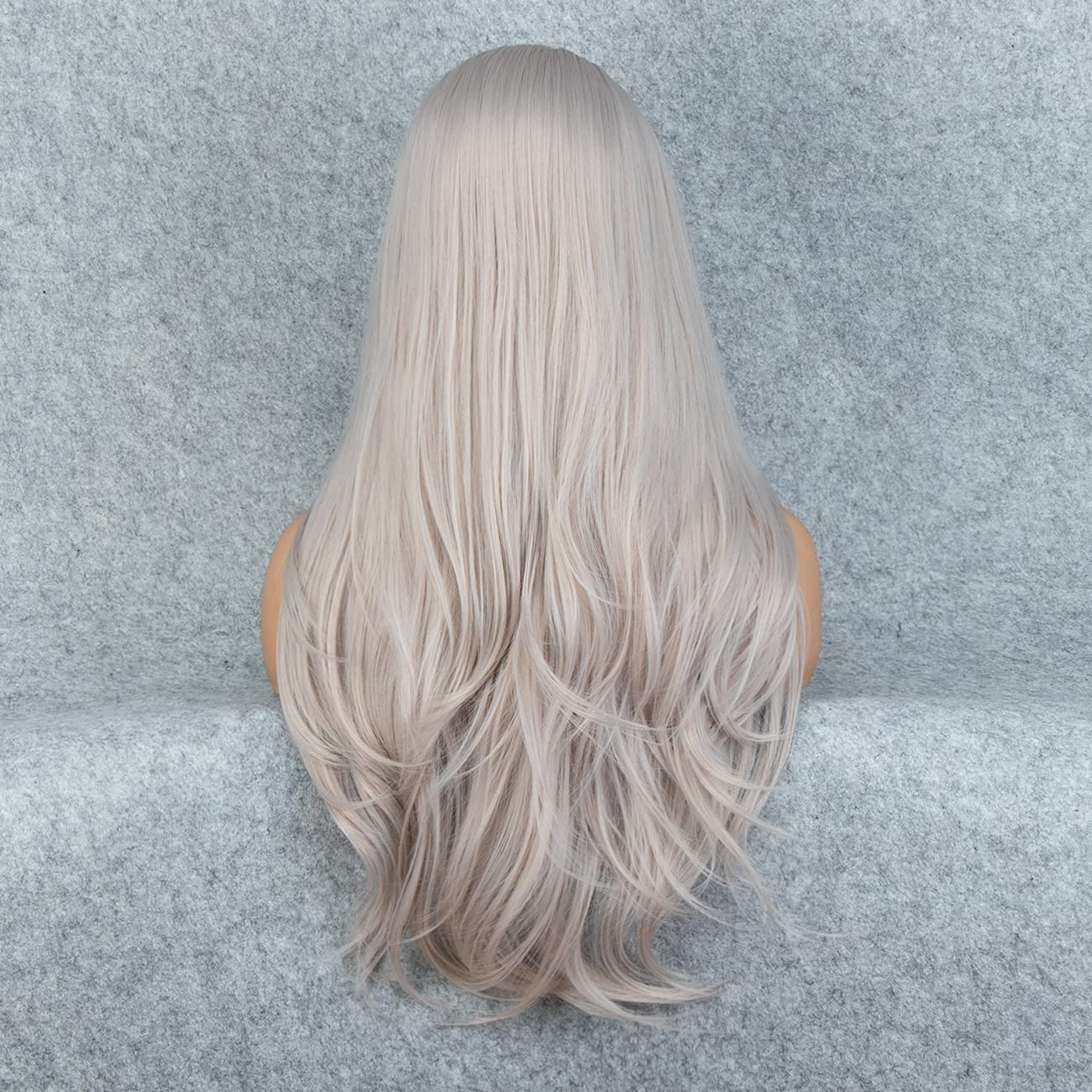 Silver Gray Long Natural Straight Lace Front Wig