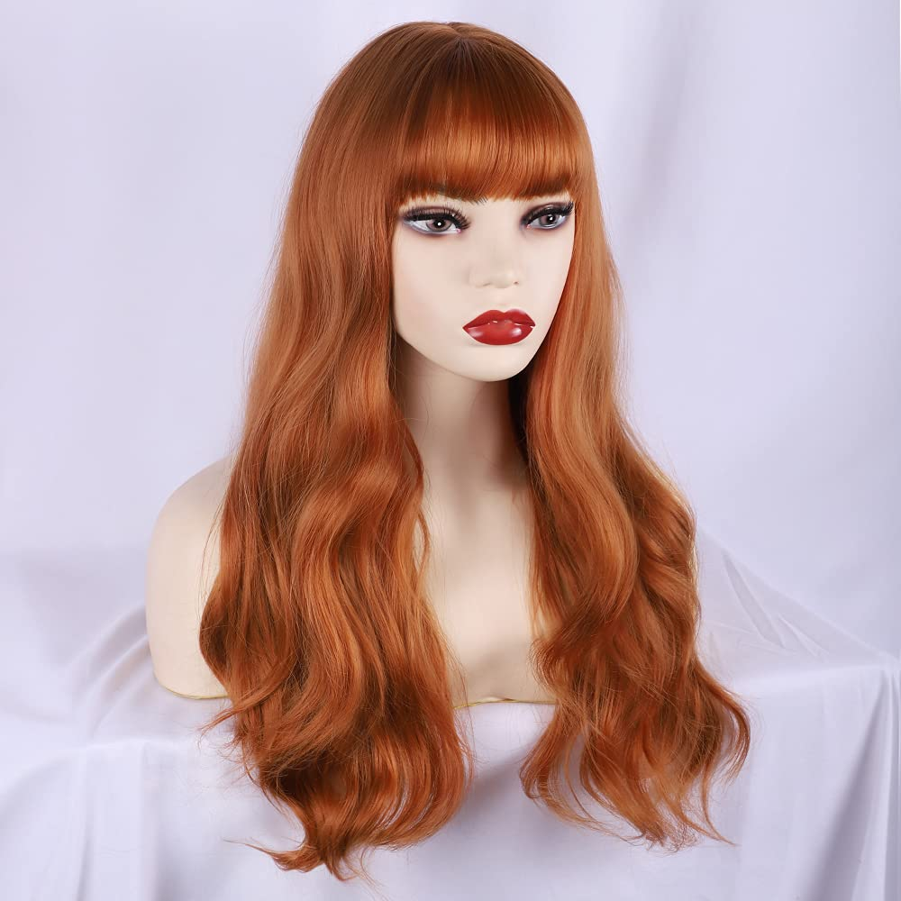 Long Wavy Full Non Lace Wigs for Auburn Color Women|DragQueen Wigs