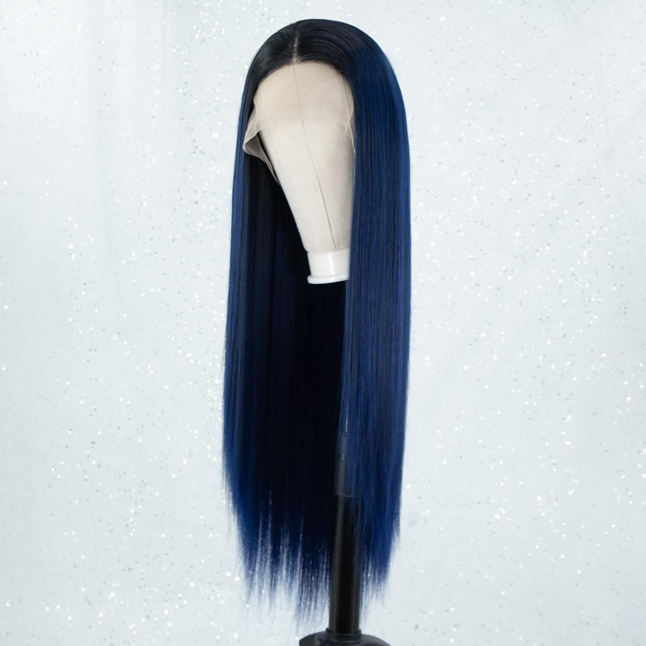 Ombre Blue Long Silky Straight Lace Front Wig