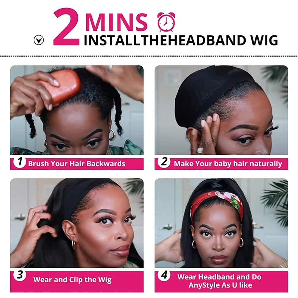 14 Inch Short Bob Straight Headband Human Hair Wigs For Women/Dragqueen