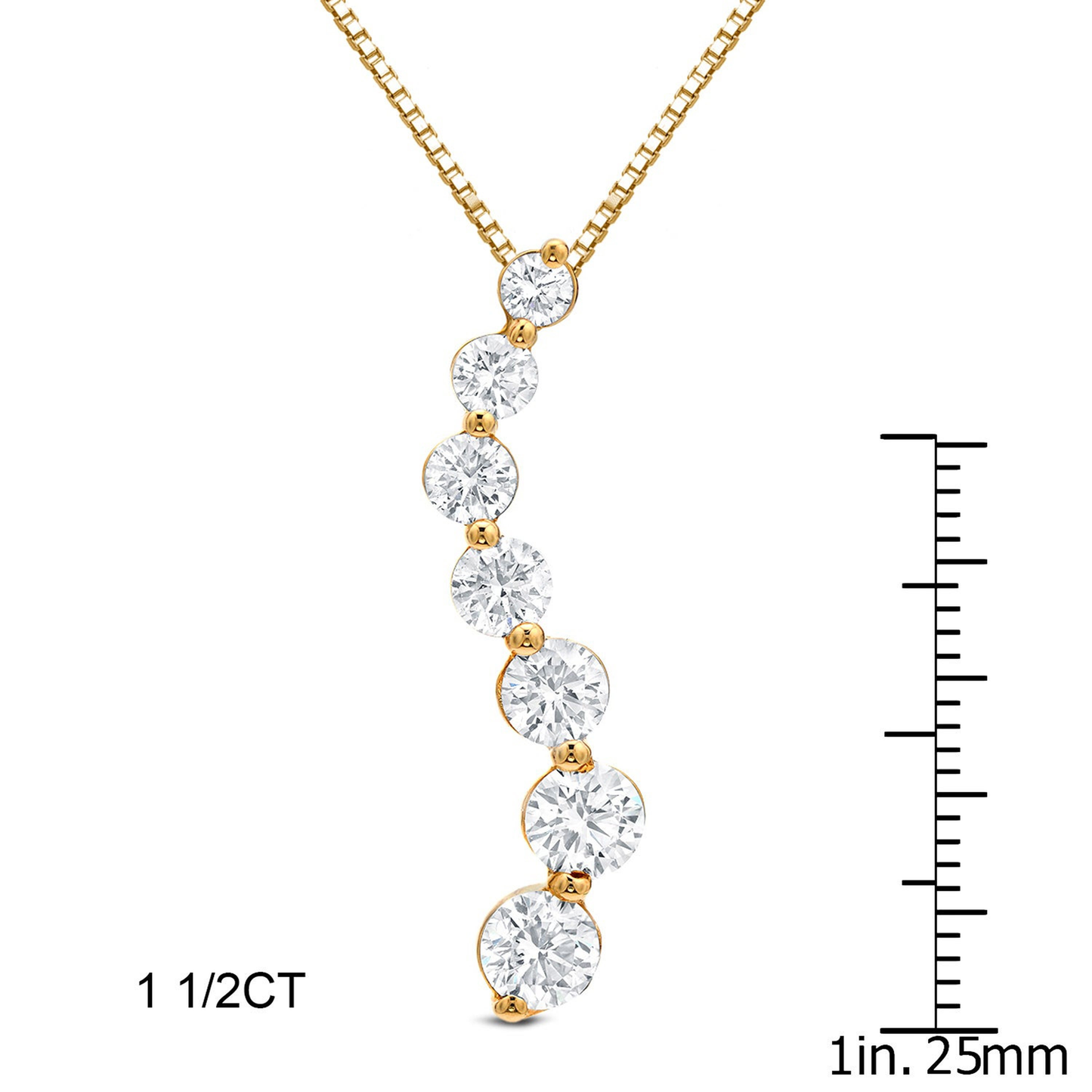 14K Gold Seven Stone Diamond Necklace