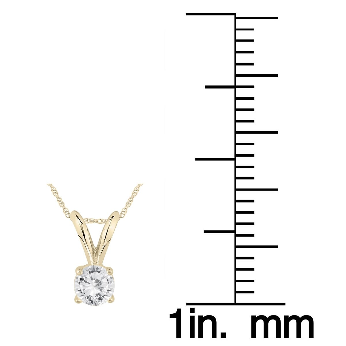 14K Yellow Gold Diamond Solitaire Pendant Necklace